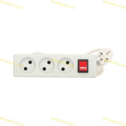 تصویر  3 خانه بدون ارت با کلید و کابل 1/8 متری فرحان